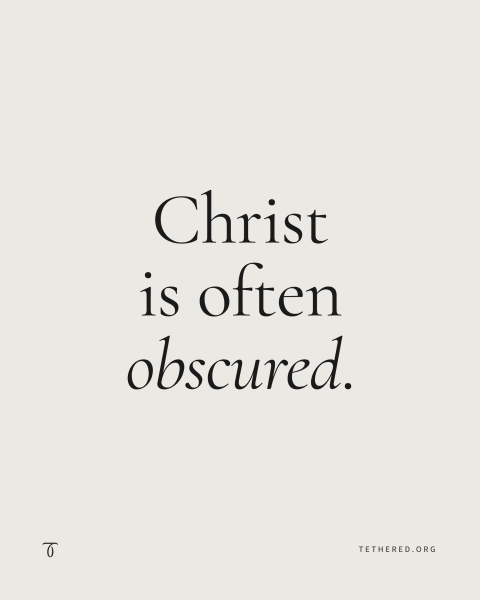 tethered_org's tweet photo. Christ is often obscured. Not necessarily denied. Not necessarily rejected. Often, he is affirmed, named, preached, and praised. But in many churches and Christian spaces, the finished work of Christ is functionally moved to the background, while the sinner's performance, sincerity, discipline, improvement, and inward experience are moved to the foreground.

The result is confusion. The law and the gospel are collapsed. What God commands and what God gives are blurred together. Sinners are told that Jesus saves, but then are subtly taught to look within themselves for the confidence, assurance, and peace that can only be found outside of themselves in Christ.

This is not a fringe problem. It is the air many people have breathed for generations. Revivalism, pietism, legalism, and the subjectification of religion have trained many people to look in when the gospel calls them to look out — away from self and unto Christ.

The answer is not vague encouragement. It is not more spiritual intensity. It is not new disciplines. The answer is the clear proclamation of the person, work, and heart of Christ.

Jesus is enough. His obedience is enough. His death is enough. His resurrection is enough. His righteousness is enough. His compassion toward sinners is real. The gospel is not merely the way into the Christian life. It is the foundation, comfort, and hope of the whole thing.