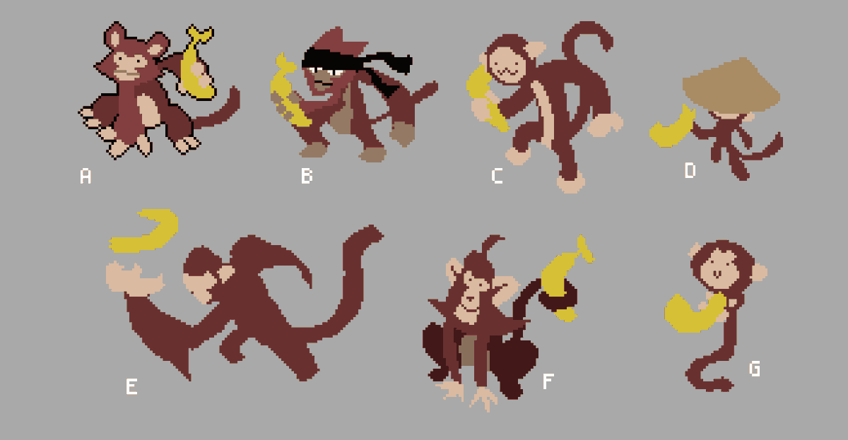 Siamassagi's tweet photo. 👀 Meet the Banana Monkey! 🐒✨

Take a look at our most annoying monster! 

🍌 Boomerang Banana: Spins back to hit you! 
🐒 Hit &amp; Run: Jumps to safety when attacked.

#Siamassagi #IndieGame #Pixelart #ThaiFantasy #IndieDev #IGNITEGAMESTUDIO 🔥 https://t.co/IlOlPBRo1t