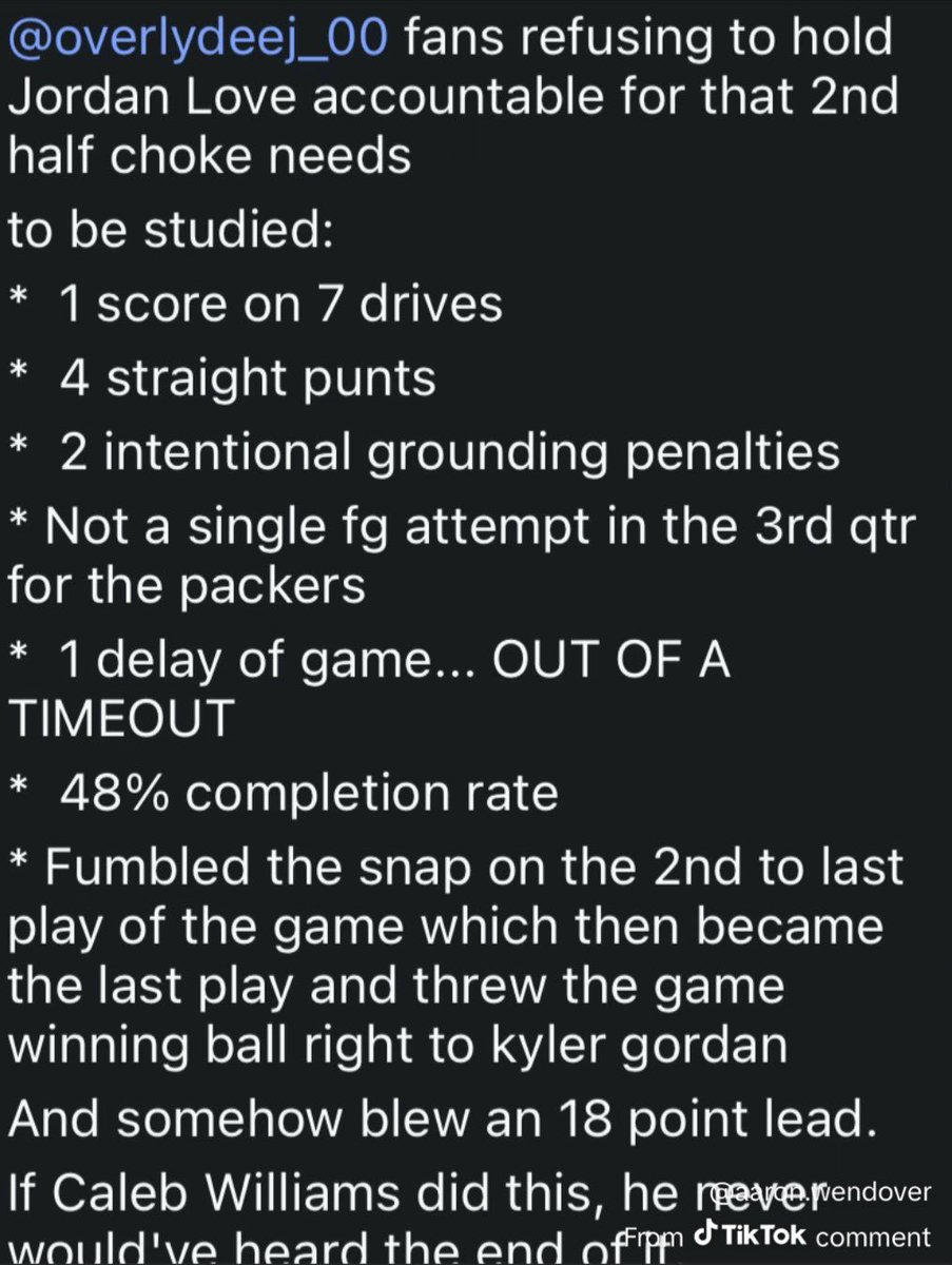 ChiMal1k's tweet photo. @MoreMJM @datboii_rara @DennisSuttonSZN @captaincaleb18 yea man love and his offense scoring 6 points in the entire 4th quarter was definitely the defenses fault https://t.co/CqptBZwQih