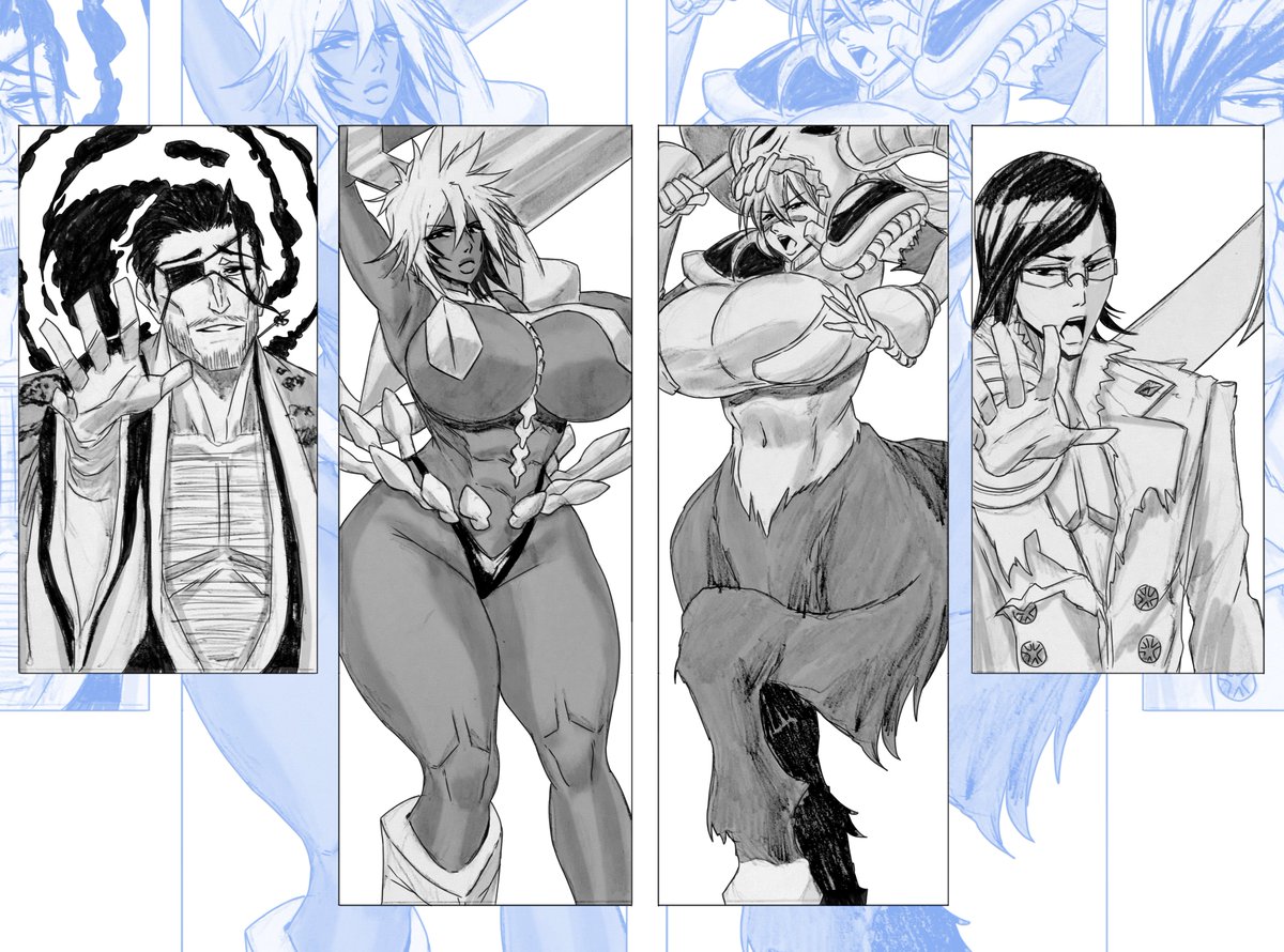 01Leteo's tweet photo. To save the three worlds, Uryu, Kyoraku, Nelliel, and Harribel will use their combined power; draw their bows.
#BLEACH #BLEACH_anime #uryu #kyoraku #nellieltuodelschwank #tierharribel #harribel #nellliel https://t.co/MLWOTSC8Fw