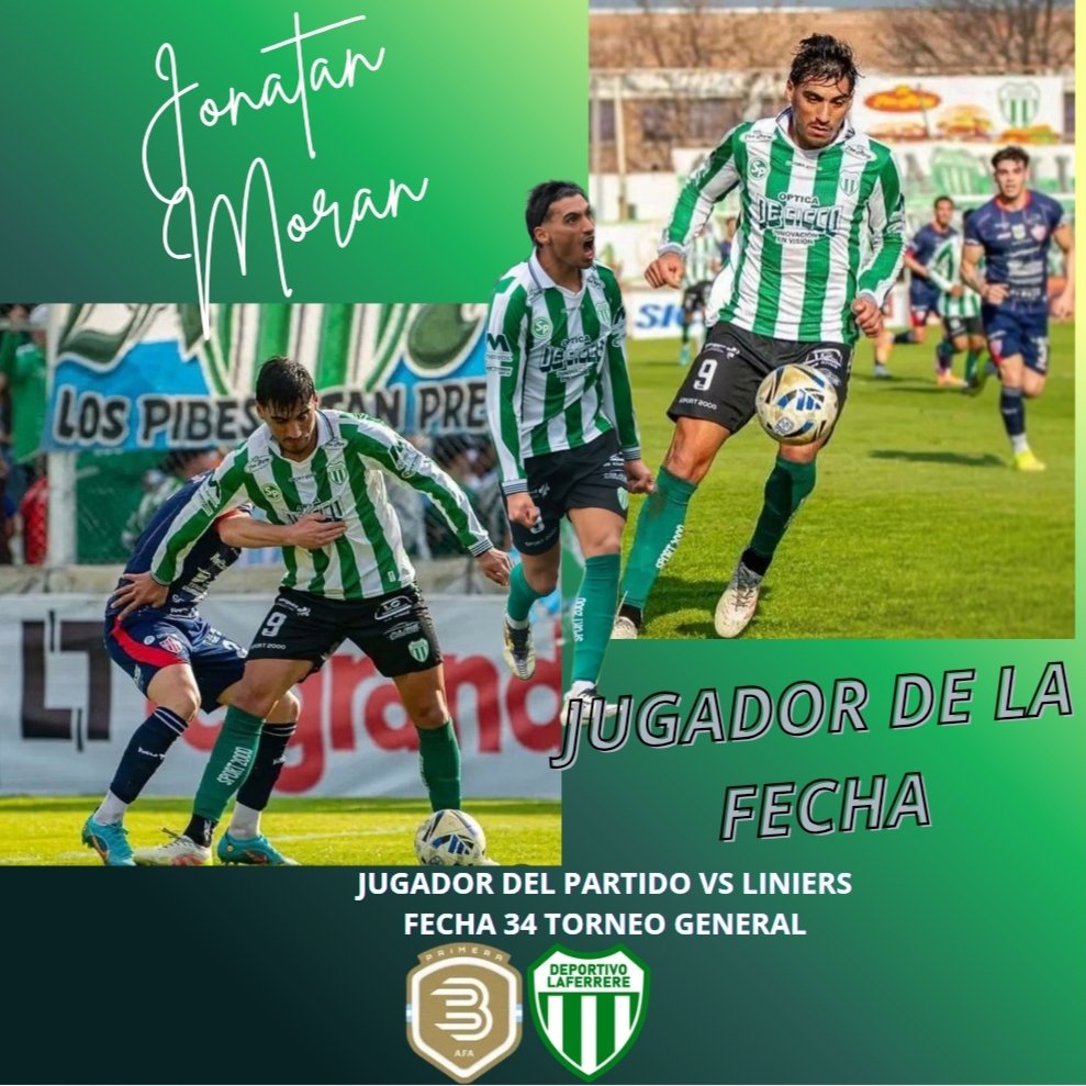 PrimeraBAFA's tweet photo. JUGADOR DE LA FECHA: JONATAN MORAN🇳🇬

Jonatan Moran, jugador de @LafeOficial ha salido nombrado jugador de la fecha N° 34 del #torneogeneral2026🏆 de la #primerabagentina 

Felicidades Jonatan💪
📷 @LafeOficial
DG:@Bel_Ramirez18

#primeradivisionb #primerabentycsports #primerab https://t.co/lIS84fFYtu