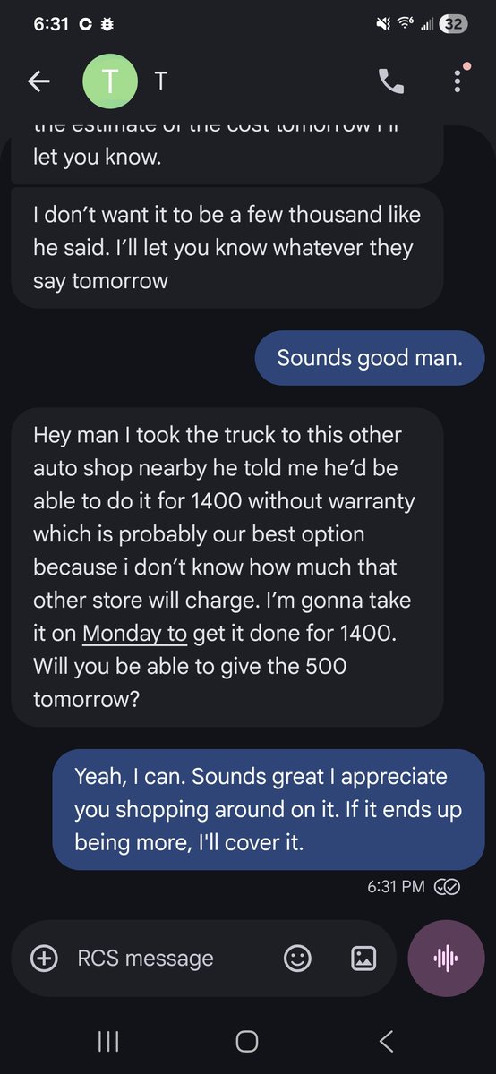 FurryDackHasker's tweet photo. Being chill and cool worked out. At first he wanted to act like a douche "i just want this shit over with, im taking the first shop on google". I gave him $900 today, the shop was saying a "few thousand" and would give a more accurate estimate tomorrow.

This made my evening, holy shit.
