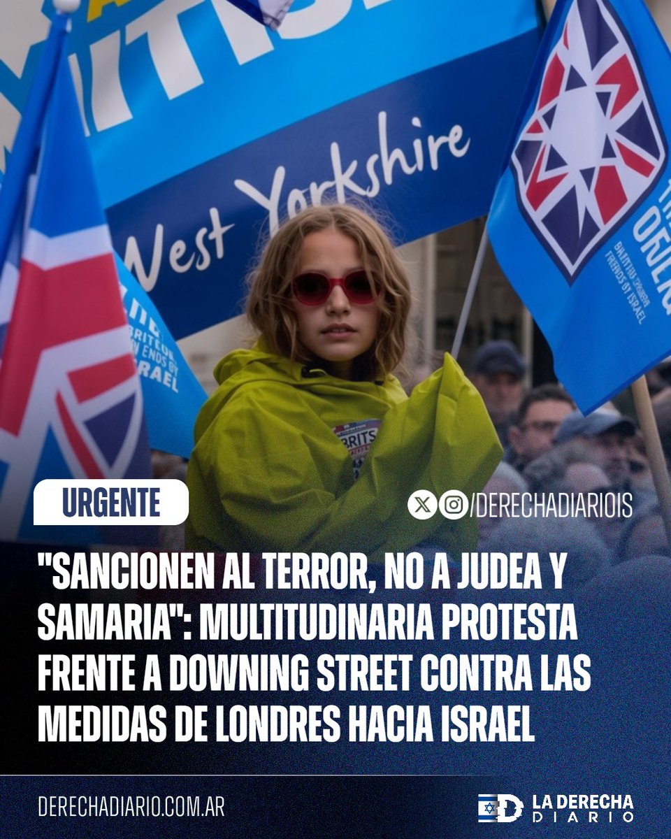 DerechaDiarioIS's tweet photo. 🚨🇬🇧🇮🇱 | UK APOYA A ISRAEL: Cientos de manifestantes se congregaron frente a Downing Street bajo el lema "Sancionen al terror, no a Judea y Samaria" para rechazar las sanciones del gobierno británico a los asentamientos. El evento contó con críticas al doble rasero de Londres y el respaldo de líderes políticos como Richard Tice (Reform UK).