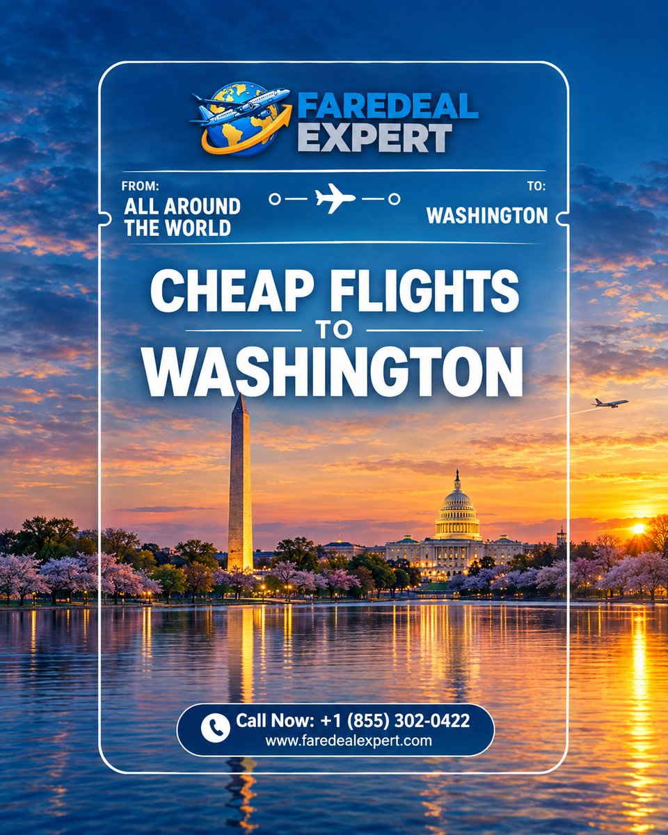 Faredealexpert's tweet photo. ✈️Planning a trip to Washington? Discover affordable airfare and explore cheap flights to Washington with FareDeal Expert. 
🌐 https://t.co/69m5IIQqEJ
📞 +1 (855) 302-0422
#CheapFlights #WashingtonFlights #FlightDeals #TravelDeals #FareDealEx https://t.co/5Cgiq4FbhC