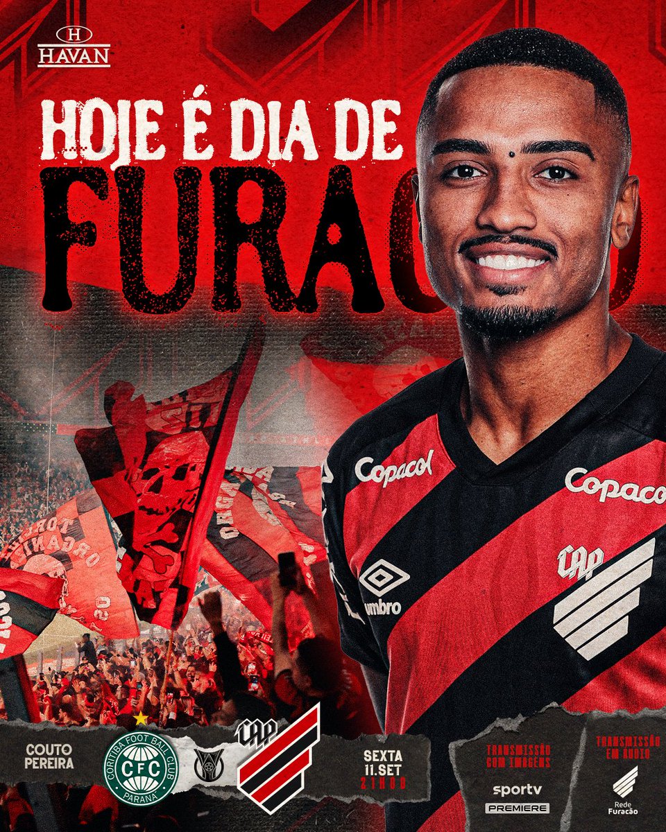 AthleticoPR's tweet photo. VAMOS COM TUDO, FURACÃO! 🌪️🌪️🌪️🌪️

Coritiba 🆚 Athletico
Brasileirão 2026: 27ª rodada
⏰ 11/09 (sex), às 21h 
🏟️ Couto Pereira
📍 Curitiba (PR)

📺 SporTV e Premiere
🎙️ https://t.co/b4viwLECXl https://t.co/45TCqbsUS9