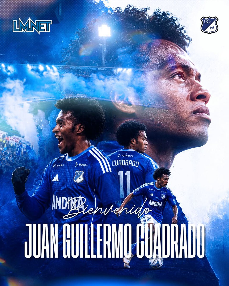 Maugor's tweet photo. Yo no soy partidario de los jugadores que llegan en esta ventana de inscripción. Sin embargo, la calidad de Cuadrado y la falta de un LD confiable hacía necesario darle una vuelta al mercado. Lo mejor para el "panita" ¡Vamos Millonarios! Ⓜ️💙 https://t.co/r48U2kW9bp