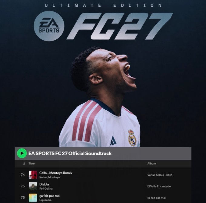 AlertesInfos's tweet photo. 🎙️🇫🇷 Squeezie fait partie de la bande-son officielle de FC27. (EA Sports) https://t.co/GE45ox4sOW