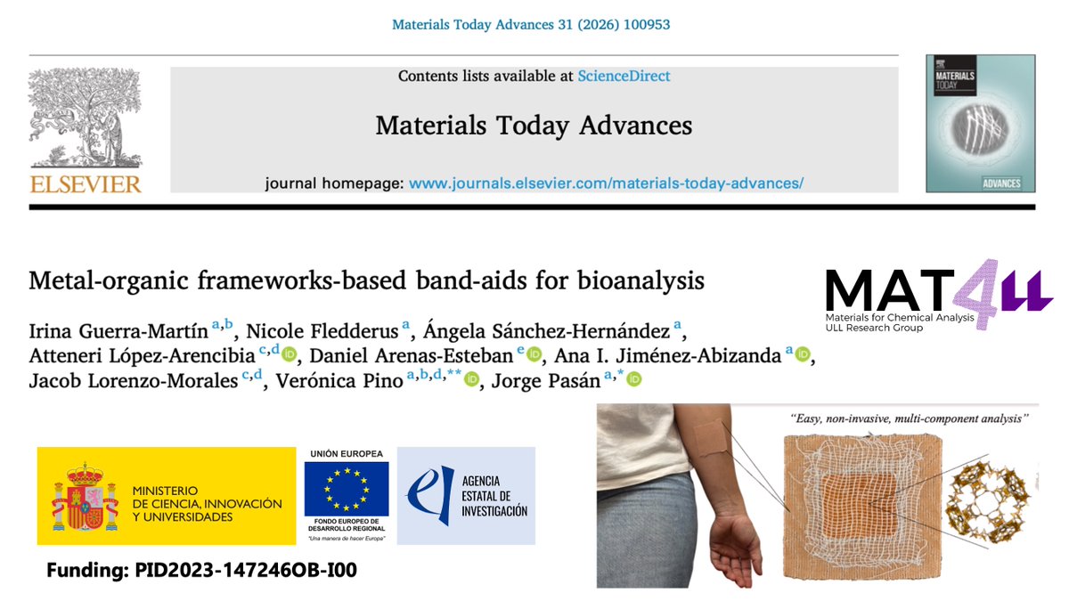 MAT4LL's tweet photo. Our latest work involves MOF-band aids and is now published in Materials Today Advances. 
Available Open Access: https://t.co/JtfQb9r9El
Huge congratulations to the entire team for this fantastic milestone, and particularly to @Irina_GuerraM https://t.co/fMeFzNUvmH