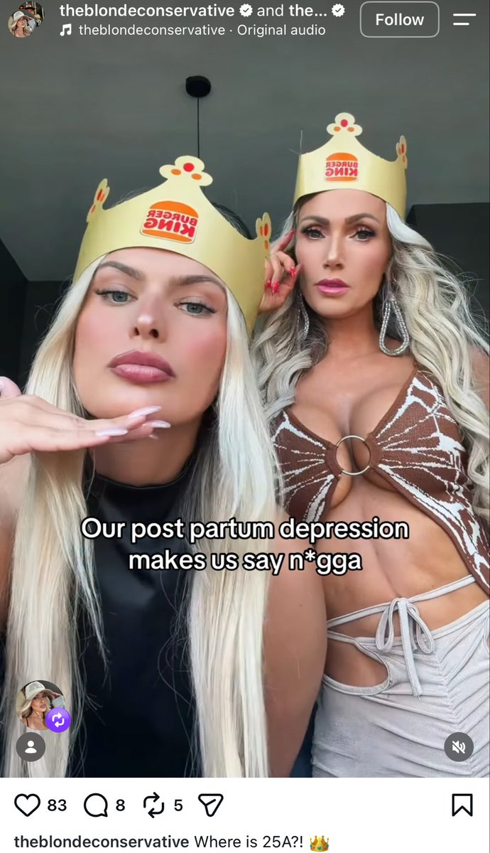 patriottakes's tweet photo. MAGA influencer Georgia Morgan, known as “the Blonde Conservative” online, posted a video saying “post partum depression makes us say n*gga.”

Georgia has also posted pics at the Trump White House, with Byron Donalds, and at a TPUSA event. https://t.co/WavfzFAtAh