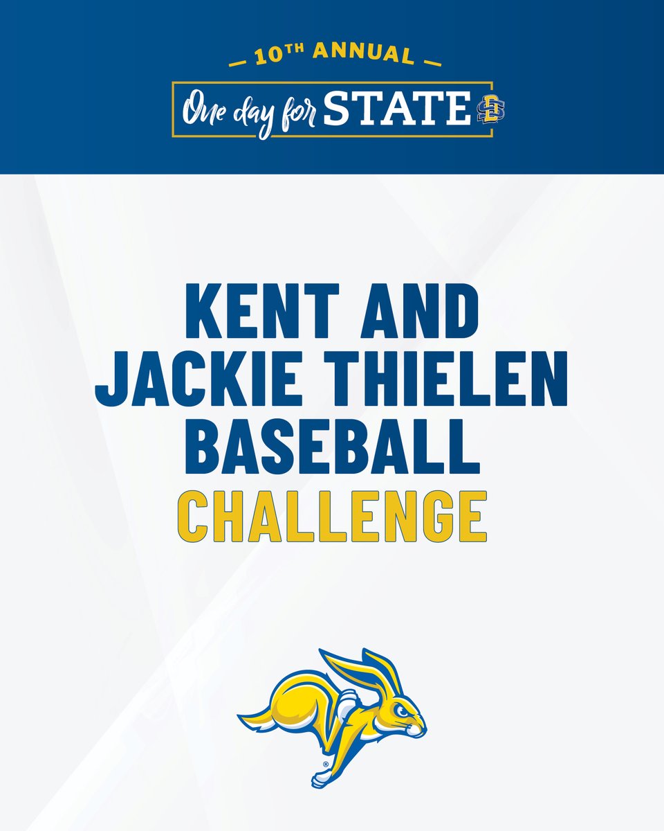 Graphic for One Day for State Challenge Gift totaling $15,000 to South Dakota State baseball from Kent and Jackie Thielen for reaching 115 total donors.