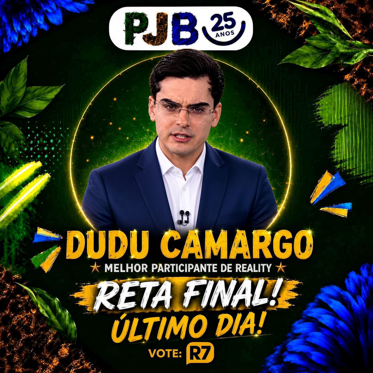 Itah_tuita's tweet photo. 🔥 ÚLTIMO DIA! 🔥
Galera, HOJE é o último Dia!
Dudu Camargo está na reta final do Prêmio Jovem Brasileiro 25 Anos na categoria Melhor Participante de Reality.

Ele fez história na Fazenda 17, foi campeão com quase 76% dos votos, quebrou recorde de Fazendeiro e mostrou jogo, estratégia e carisma do começo ao fim. 

Agora é hora de reconhecer isso no PJB.
📅 Votação encerra HOJE, 10/09, às 23h59
🗳️ Vote no R7: Dudu Camargo – Melhor Participante de Reality https://t.co/UkblaY0uR3

É o último dia. Vamos fazer o Dudu levar esse troféu!