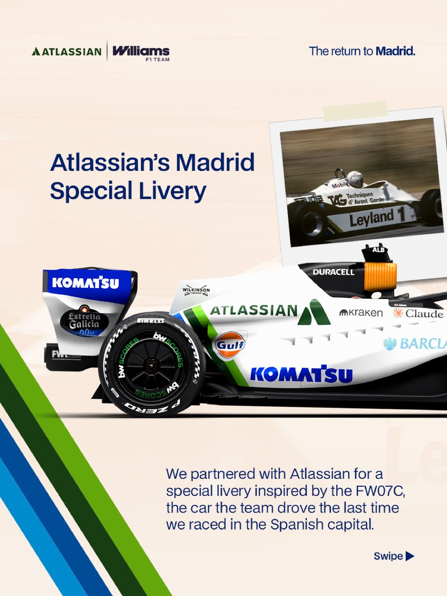WilliamsRacing's tweet photo. All the details and context you may have missed about our special Madrid race livery 👀

Now you can sound clever in front of your friends and family, you’re welcome 😉 https://t.co/BHukIIOmdT