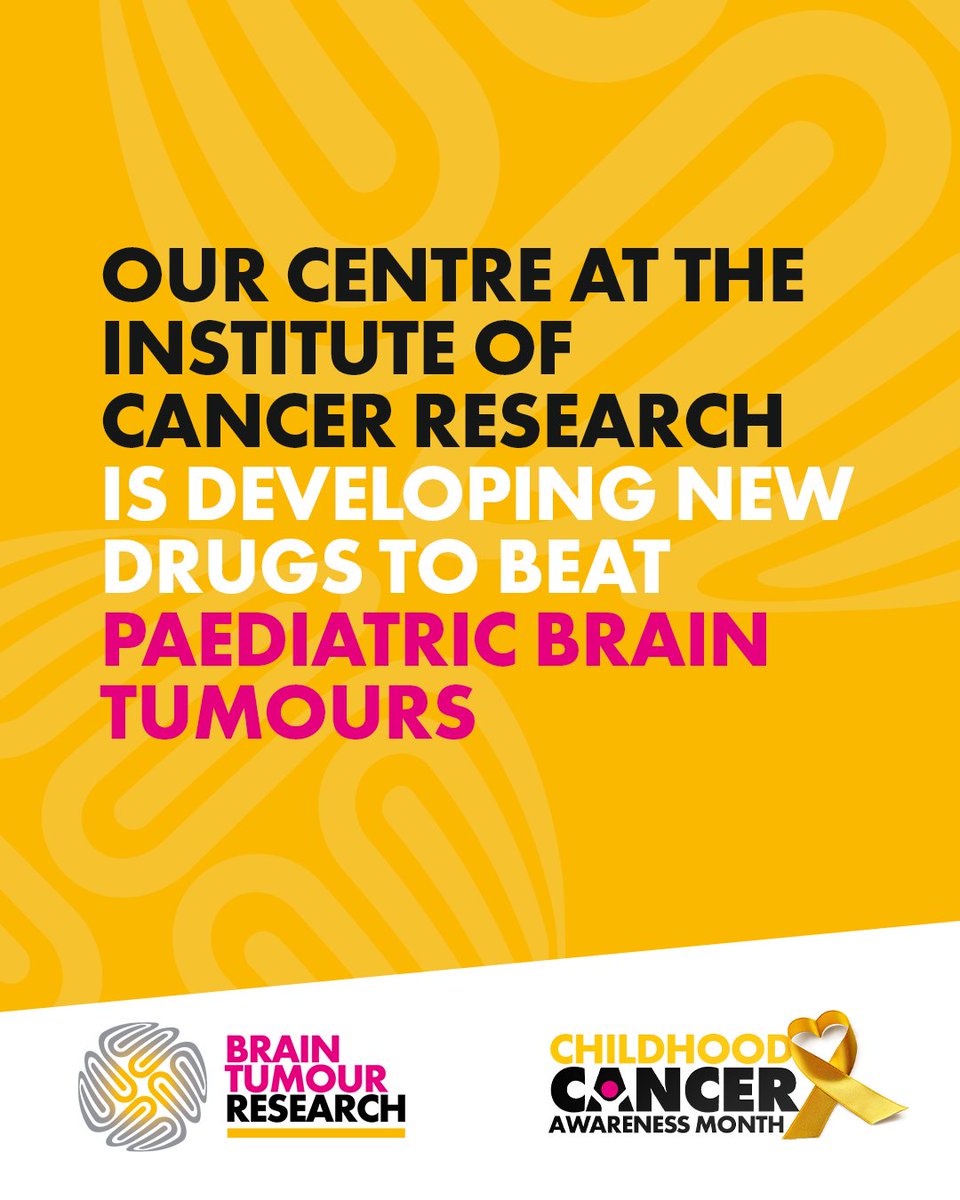 braintumourrsch's tweet photo. Around a quarter children diagnosed with a brain tumour will die within five years of their diagnosis. 💛

Behind this statistic are children and families who desperately need better, kinder treatments.

At our Centre of Excellence at The Institute of Cancer Research, scientists are developing new drugs and treatment strategies to beat paediatric brain tumours.

With more research, we can give more children a chance of a future. Will you donate today to help us fund vital research and find a cure for all types of brain tumours? 

https://t.co/fYW4qBmZpS

#BrainTumourResearch #PaediatricBrainTumours #ChildhoodCancerAwarenessMonth #TogetherWeWillFindACure