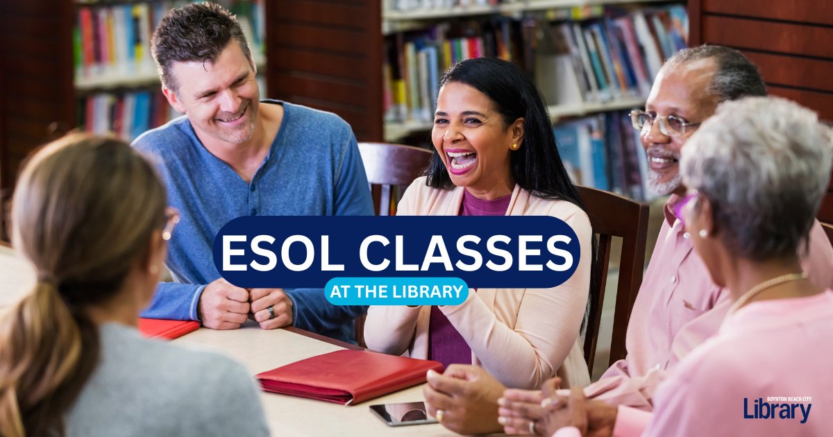 BBCityLibrary's tweet photo. Registration is now open for ESOL and Homework Help! 

ESOL Beginners: Monday - Thursday, 10:00 a.m. to 11:30 a.m. 

ESOL Intermediate: Monday - Thursday, 4:00 p.m. to 5:30 p.m. 

Register in-person or call 561-742-6390.
📍100 East Ocean Avenue - 1st Floor https://t.co/qRMQ0Aitr4