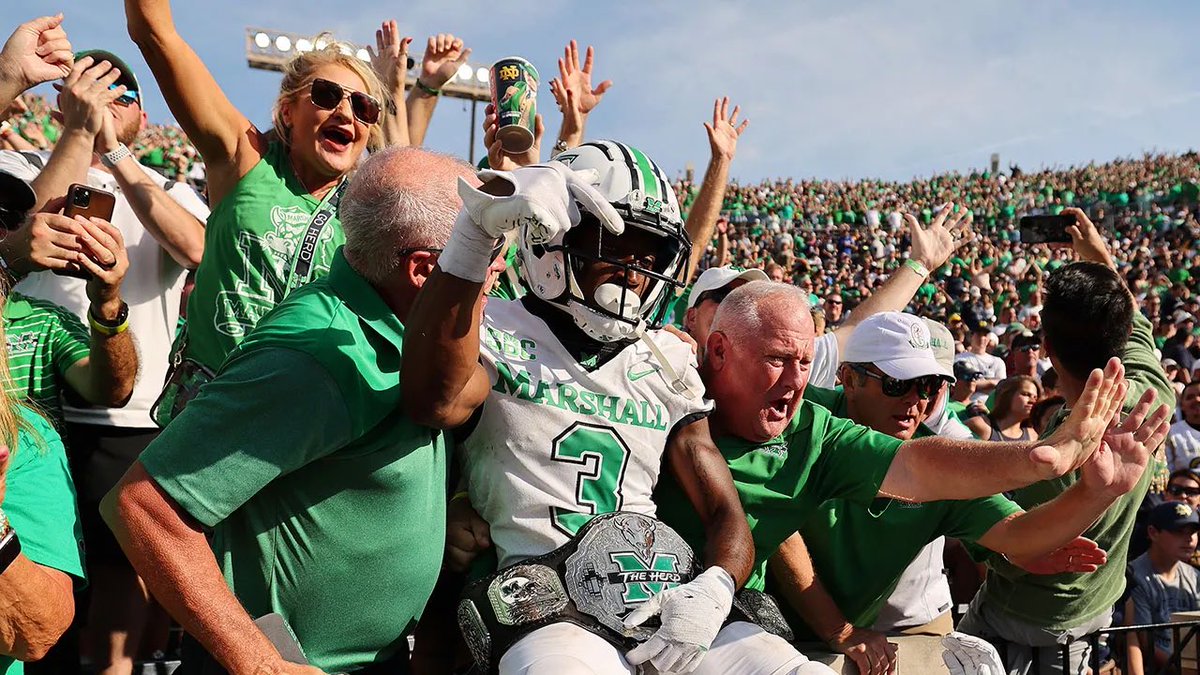 TheHerdBros's tweet photo. Four years ago today, the Sun Belt put the nation on notice.

App State 17, #6 Texas A&amp;M 14
Marshall 26, #8 Notre Dame 21
Georgia Southern 45, Nebraska 42

Portal era. NIL era. Didn’t matter.

They play the same sport. https://t.co/qabBNUEGLR
