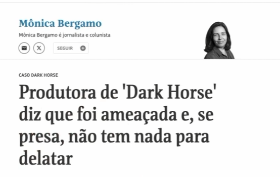 BrunoBocardi's tweet photo. @g1 Monica Bergamo: PRODUTORA do FILME "DARK HORSE" foi CHANTAGEADA por FILHO de SARNEY a MANDO de FLÁVIO DINO.

Flopou https://t.co/NwAj3jT8ok