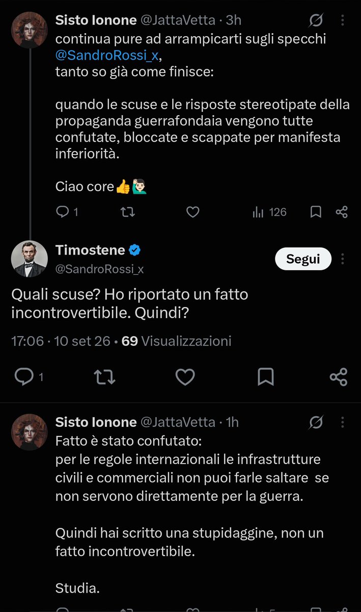 AngeloDavisJr's tweet photo. @SandroRossi_x @JattaVetta @aitaka93 Vedi @SandroRossi_x che sei un ciglione come diceva @JattaVetta ?

Siete sempre voi a scappare perché non avete argomenti oltre quelle 4 cazzate che vi ha messo in testa la propaganda guerrafondaia.

Andateci voi a morire al fronte, Fate ribrezzo! https://t.co/j8gkkneLtE