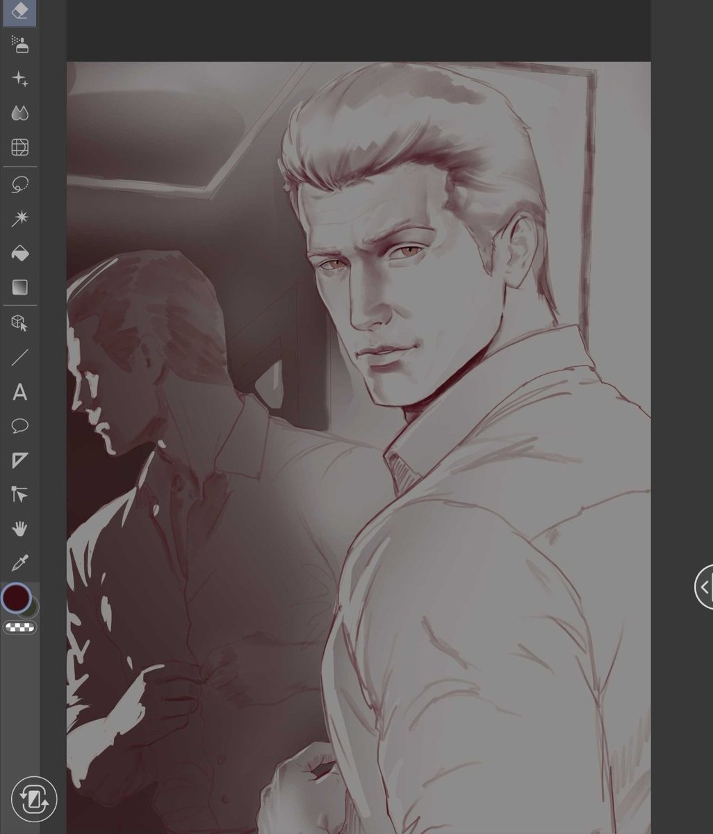 crowolina's tweet photo. Sneak peak;) #AlbertWesker 

Heavy work in progress, i think it will take me a month, but the very least 2 weeks to finish.

Do not use ai on any of my art. https://t.co/oydDVlVwFz