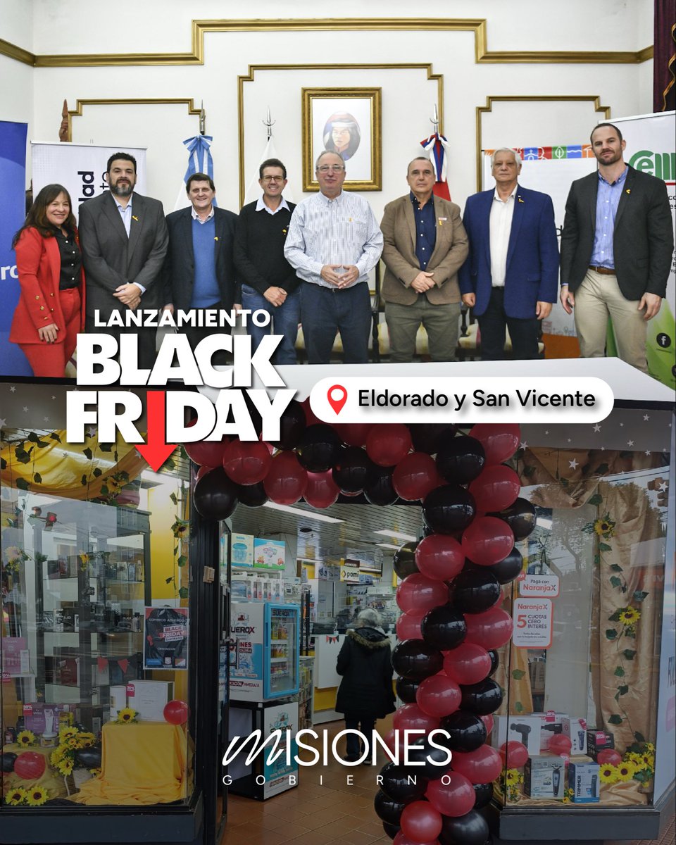 passalacquaok's tweet photo. Hoy lanzamos por primera vez dos Black Friday en simultáneo, en San Vicente y Eldorado. 🛍️

Sabemos que el consumo está atravesando un momento difícil, y por eso tenemos que responder con más trabajo conjunto. El comercio es el primer dador de empleo de nuestra provincia: cuando hacemos un esfuerzo para sostenerlo, estamos sosteniendo el empleo y también el consumo de los misioneros.

Gracias a las cámaras de comercio y a todos los que hicieron posible esta iniciativa. Felicitaciones a los intendentes Fabián Rodríguez y Rodrigo “Pipo” Durán por el trabajo y por hacer realidad este Black Friday simultáneo.