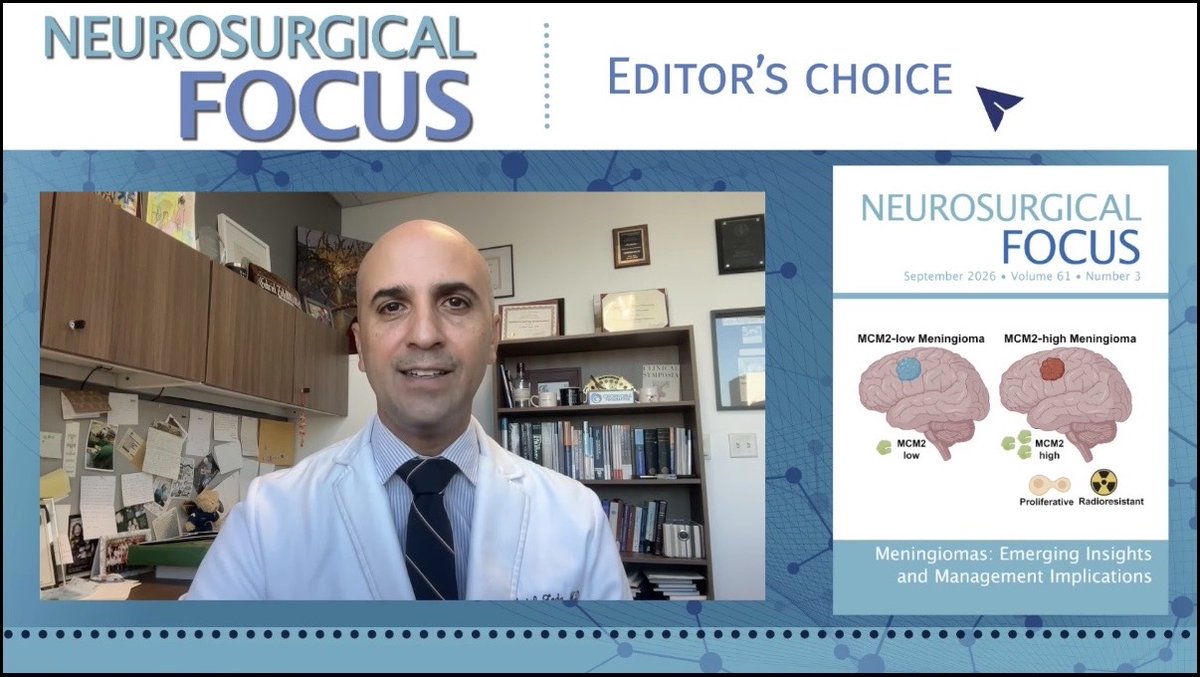 TheJNS's tweet photo. Dr. Gabriel Zada, Editor of Neurosurgical Focus, gives an overview of the September 2026 issue: https://t.co/jM33ne66m8 https://t.co/PbXbc0nx0L