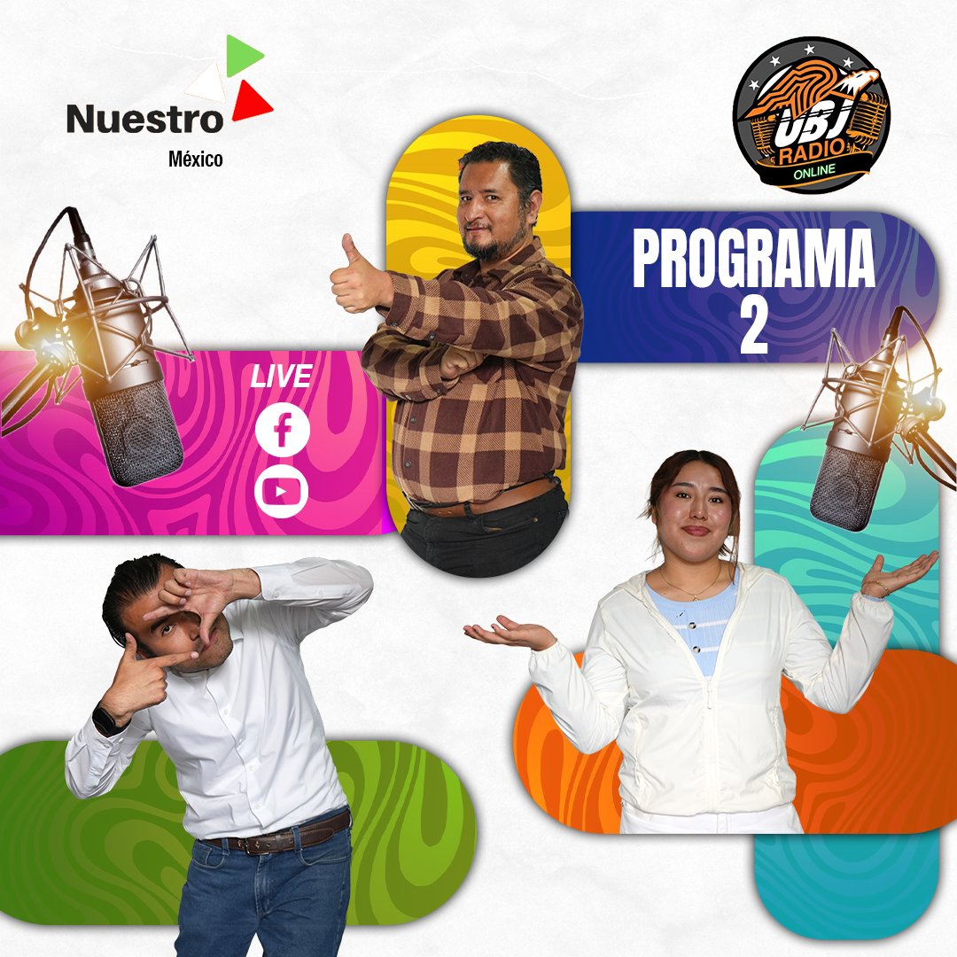 UBJG_radio's tweet photo. ¡Estamos en vivo!

Conéctate en FB LIVE y YT porque #NuestroMexico comienza con Luis Diaz y Fernando Percino 👈

🔴 #CineDeOro en 🇲🇽
🔴 ¿Cuál es tu telenovela favorita?

Tenemos mucho que contarte 💥

#RadioUBJ #TuConexionUniversitaria https://t.co/PuFw6n5ULG
