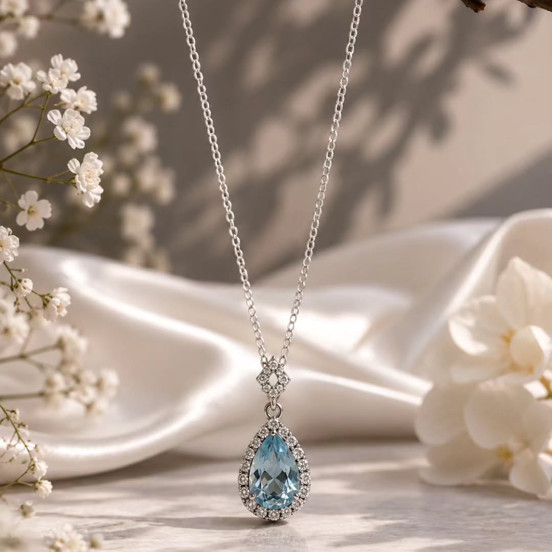 marcio1923's tweet photo. She doesn’t chase trends. She creates them. Pear-cut blue stone with a diamond halo. Only a few left. DM us. https://t.co/0D6LbmIcqR
