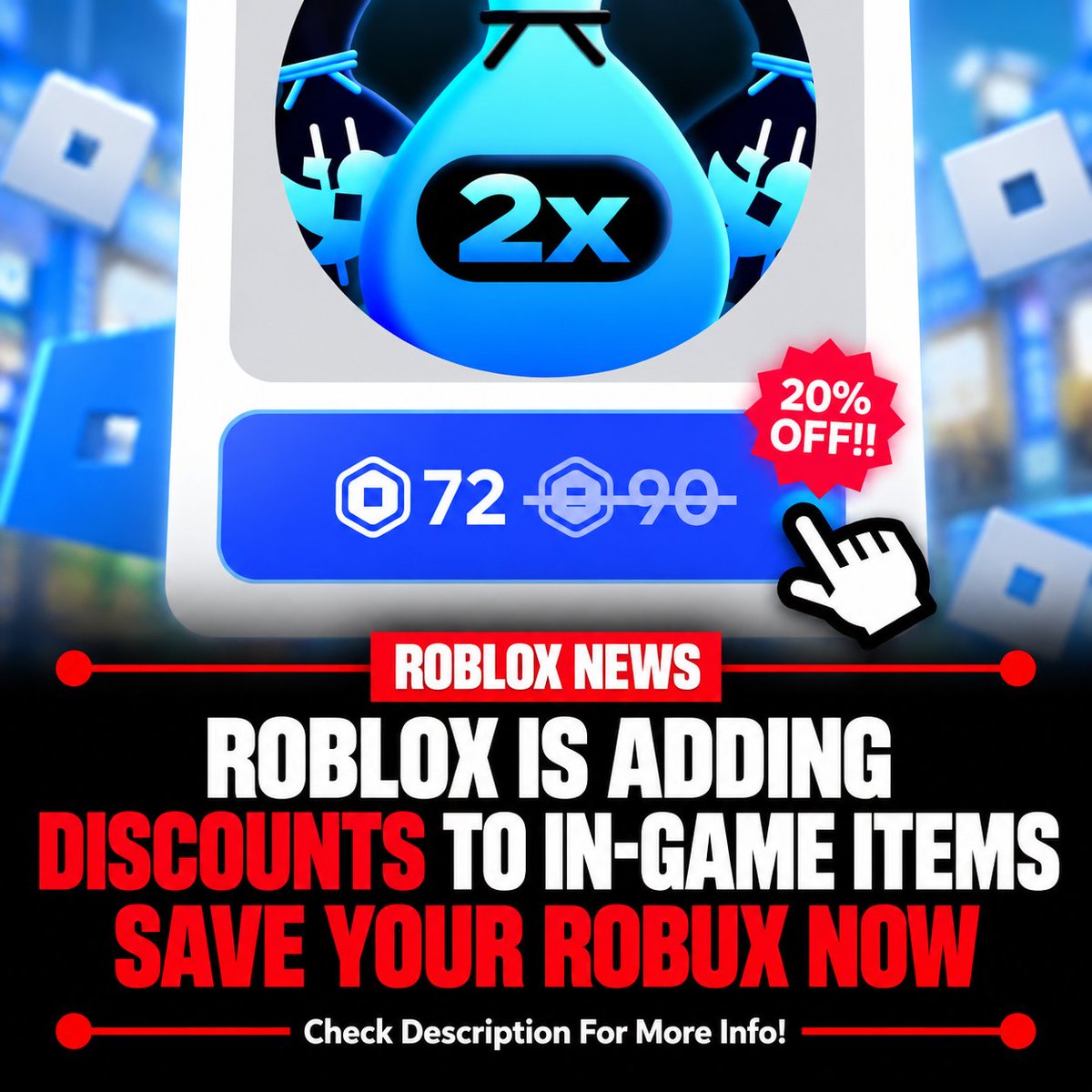 aksmworld's tweet photo. 🚨 Roblox News: Roblox is adding discounts to in-game items, including Game Passes and Developer Products.

These offers are fully provided by Roblox, while creators will earn the same amount as they would from a full-price purchase. Save your Robux now. https://t.co/H4fvjNza0K