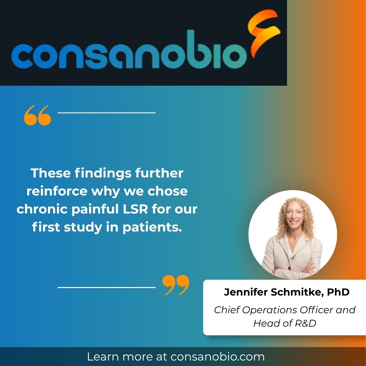 Consano_Bio's tweet photo. From @Consano_Bio's COO &amp; Head of R&amp;D, Jennifer Schmitke, PhD in today's release announcing a peer-reviewed publication supporting the therapeutic potential of C-1101 in chronic, painful lumbosacral radiculopathy (LSR) or chronic sciatica
Read here:
https://t.co/DcXDcdvGDp https://t.co/GOdOZUFdfB