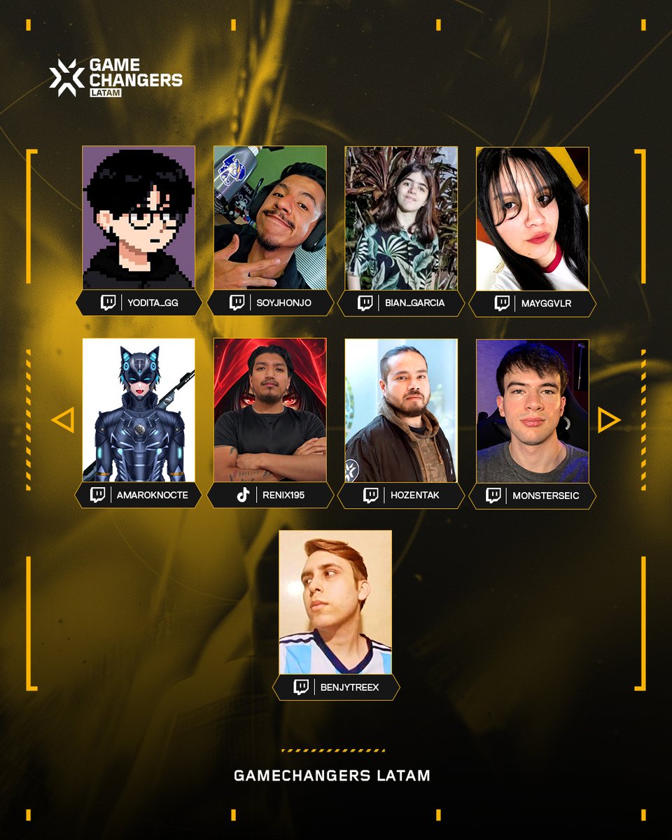 valesportsla's tweet photo. Gracias por caminar con nosotros. 💜
Durante la temporada siguieron cada historia y apoyaron el crecimiento de #VCTGameChangers LATAM.
Ellos son los co-streamers que nos acompañarán en la Final Regional.
🗓️ 13 de septiembre
📺 Twitch: valorant_la
⏱️ 4PM 🇲🇽 | 7PM 🇦🇷 https://t.co/p42yoefJsp