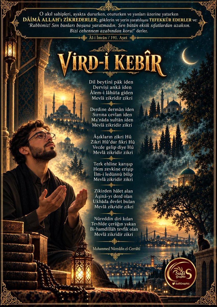 SufiGraphic's tweet photo. #Zikir #Zikr #Tesbih #Hamd #şükür #Dua #Niyaz #Tefekkür #İbadet #NureddinCerrahi #şiir #şair #ilahi #Kuran VİRD-İ KEBİR https://t.co/MfeQBpYNmW