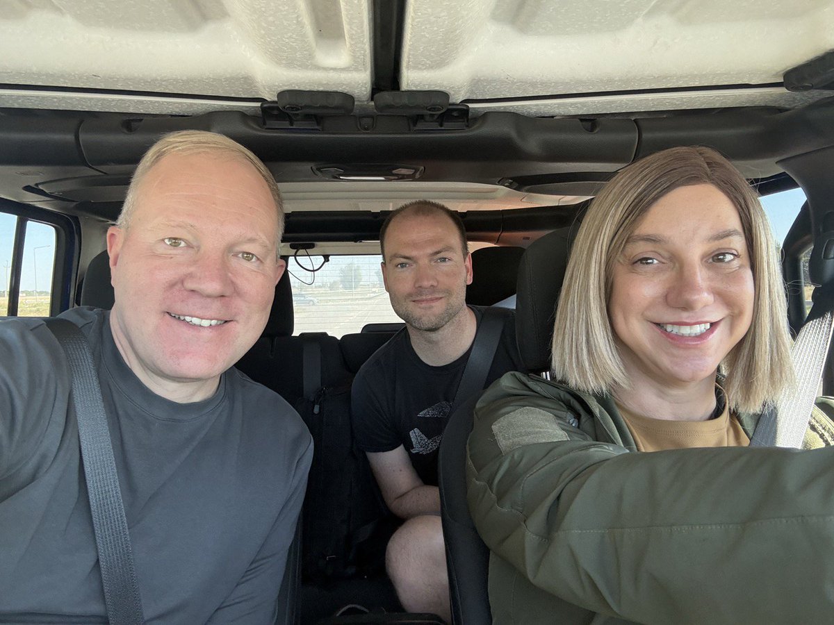 AshtonCirillo's tweet photo. Why are an Estonian Politician, a German Mil Tech official, and a Ukrainian Intelligence NCO all smiling in a car?

Because...

Victory is Ukraine 

Thank you @markomihkelson &amp; @JulianRoepcke for coming to the Donbas to see a simple truth. 

Kramatorsk and Sloviansk are Ukraine. https://t.co/NwnCUPAjka