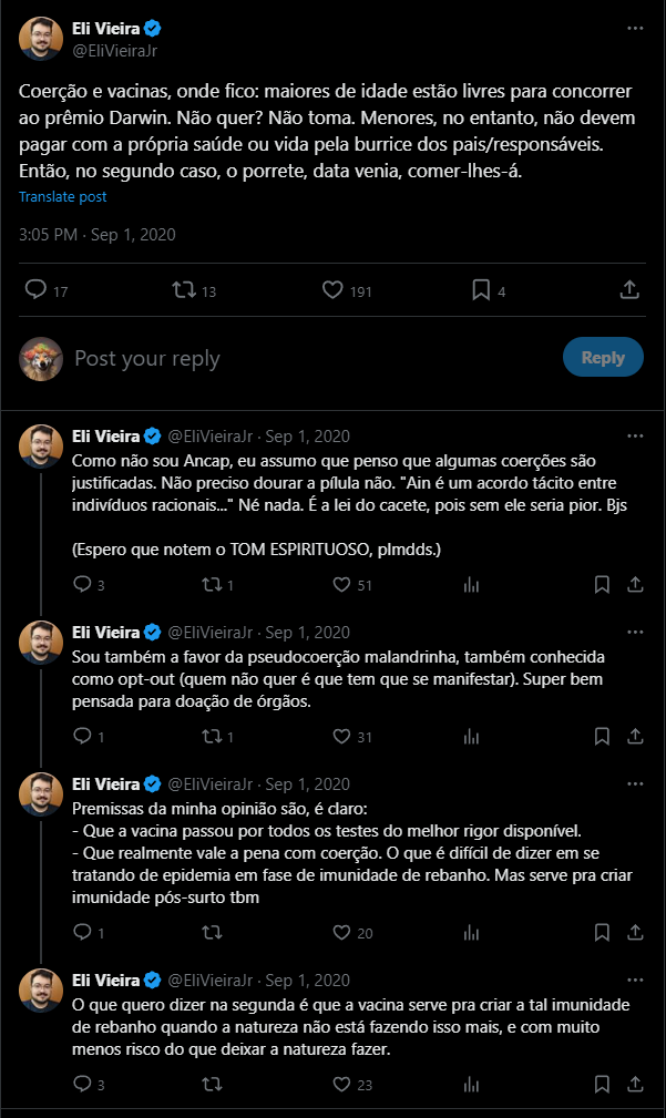 schmittpaula's tweet photo. O "defensor da liberdade de expressão" Eli Vieira, que perseguiu Olavo de Carvalho por dar opinião sem ser cientistas, me processou pq divulguei o que ele escondeu no twitter: q ele NÂO se vacinou, mesmo dizendo q a melhor imunização incluía a "vacina". Processa de novo, Eli https://t.co/QgB4RSPHcz