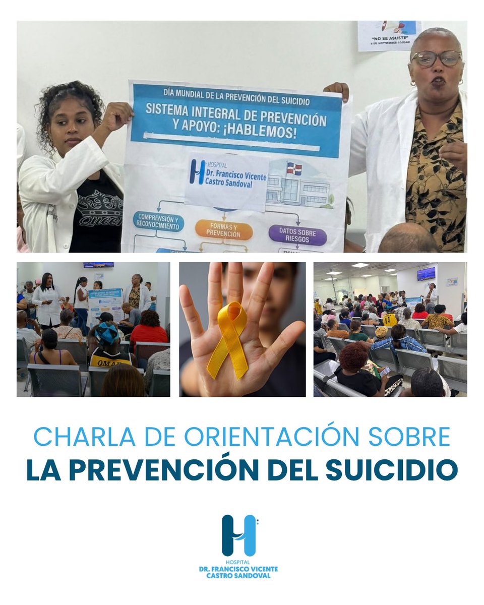 Hospitalmbc1's tweet photo. 💙🏥 En el marco del Día Mundial para la Prevención del Suicidio, el Departamento de Psicología del HFVCS, coordinado por la Lic. Virginia Pérez, realizó hoy una charla de orientación sobre la prevención del suicidio, dirigida a nuestros usuarios en las salas de espera. https://t.co/67FJQfWA7u