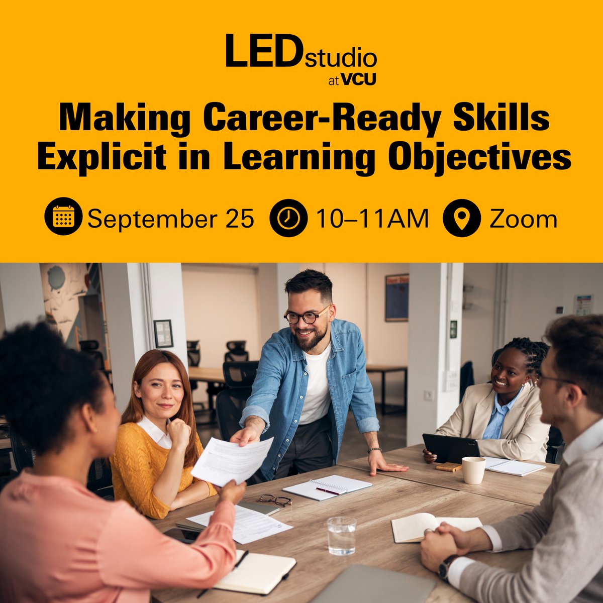 VCU_LEDstudio's tweet photo. Join LEDstudio on Friday, September 25 at 10 AM for a virtual workshop exploring how learning objectives can make critical thinking, creativity, communication, and collaboration more explicit.

Register today: https://t.co/SNNK7V9hgs

#LearningObjectives #AIinEducation #LEDstudio https://t.co/ARFoasao1Y