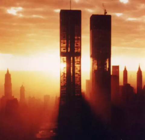 LucasGageX's tweet photo. The Twin Towers weren't solid blocks of steel. Look how much space there was between their cores and outer walls. Trusses were the only things securing the floors. All they had to do was be weakened by heat, then snap, dropping each floor onto the next.

No bombs needed for this. https://t.co/n0f4LiHzTW