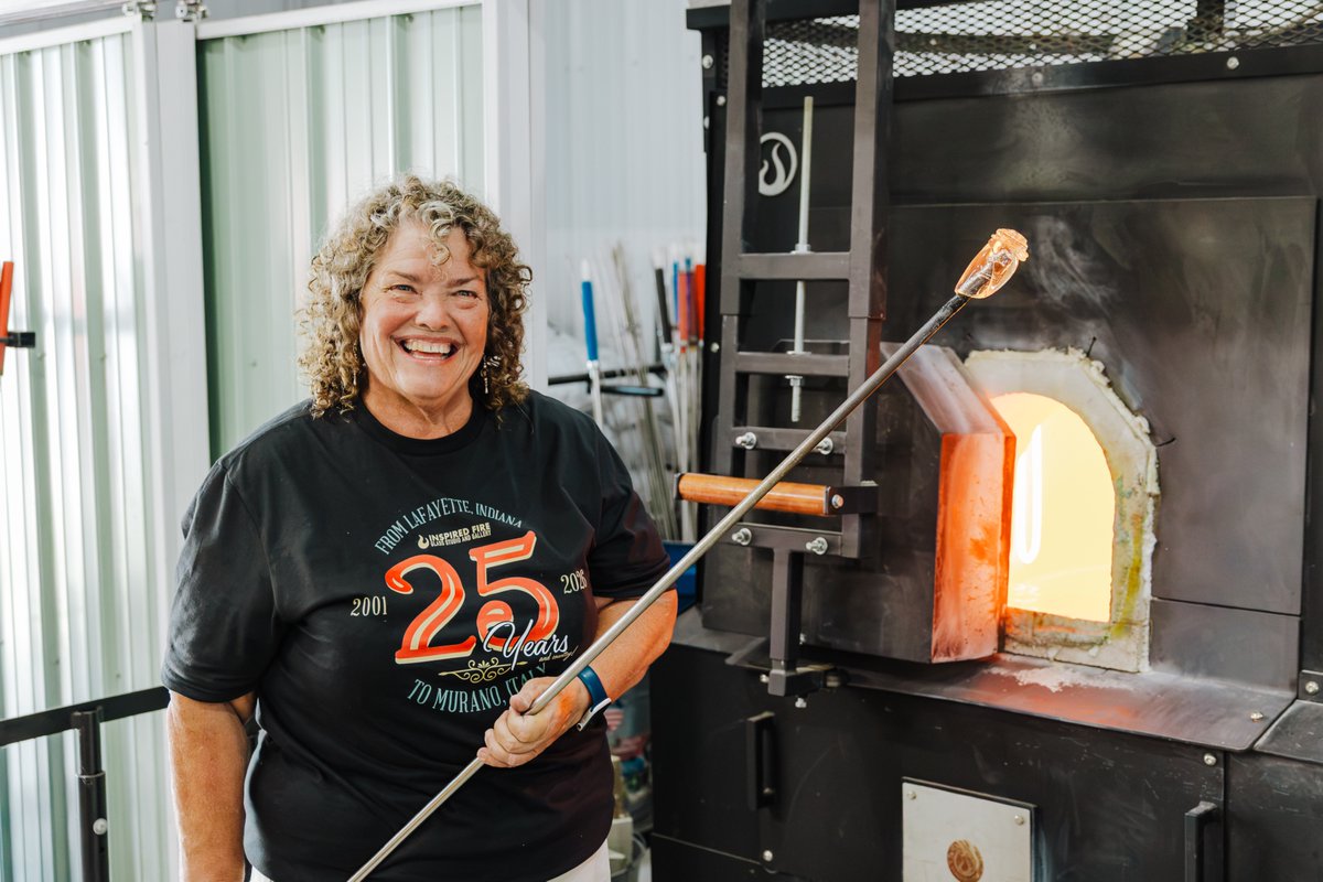 GLCommerce's tweet photo. Sharon Owens spent 26 years driving across three states to find a furnace hot enough to teach her glassblowing. This year, the studio she built in Lafayette so no one else would have to make that drive turns 25.

Read the full story: https://t.co/r0bDELlK1P https://t.co/xaGduMvFjc