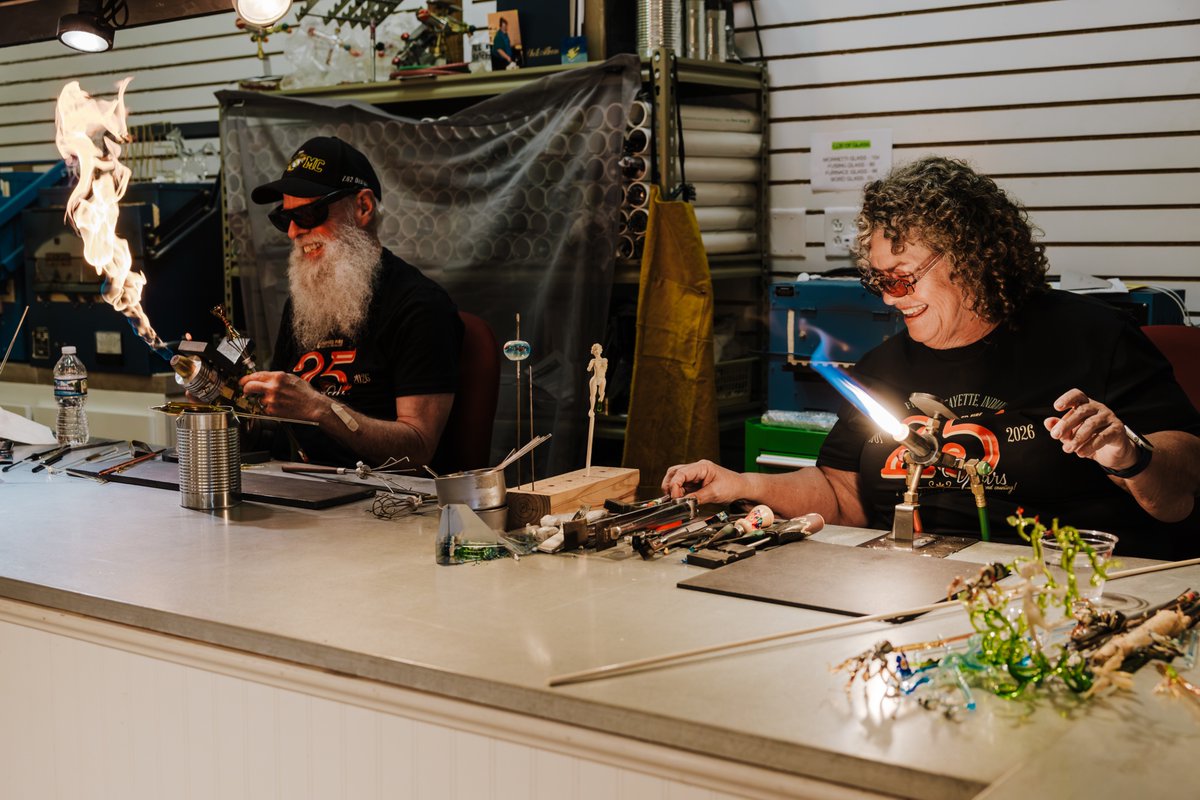 GLCommerce's tweet photo. Sharon Owens spent 26 years driving across three states to find a furnace hot enough to teach her glassblowing. This year, the studio she built in Lafayette so no one else would have to make that drive turns 25.

Read the full story: https://t.co/r0bDELlK1P https://t.co/xaGduMvFjc