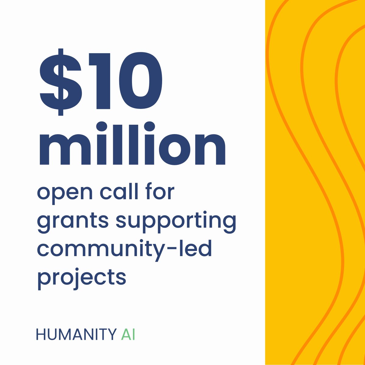 macfound's tweet photo. We're excited to share Humanity AI’s first open call for grant funding! 

Through this open call, Humanity AI is looking to support community-led efforts aligned with three core issue areas  — education, labor and economy, and the humanities, arts, and culture.

The deadline to submit applications is 7:59 p.m. ET on Tuesday, Oct. 21, 2026. 

Learn more about eligibility requirements ⬇️
https://t.co/MTw2viIFQH.