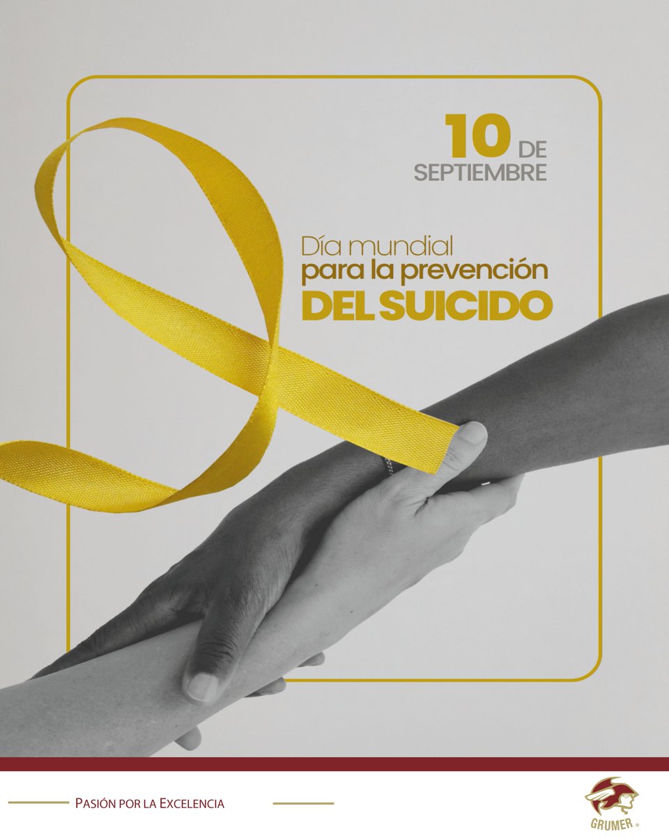 GrumerMx's tweet photo. 10 de septiembre | Día Mundial para la Prevención del Suicidio.
En este día, en GRUMER reafirmamos la importancia de promover el bienestar emocional y construir entornos más humanos, seguros y solidarios. 💛

 #SaludMental #BienestarIntegral #SeptiembreAmarillo https://t.co/SbL5ydumMi