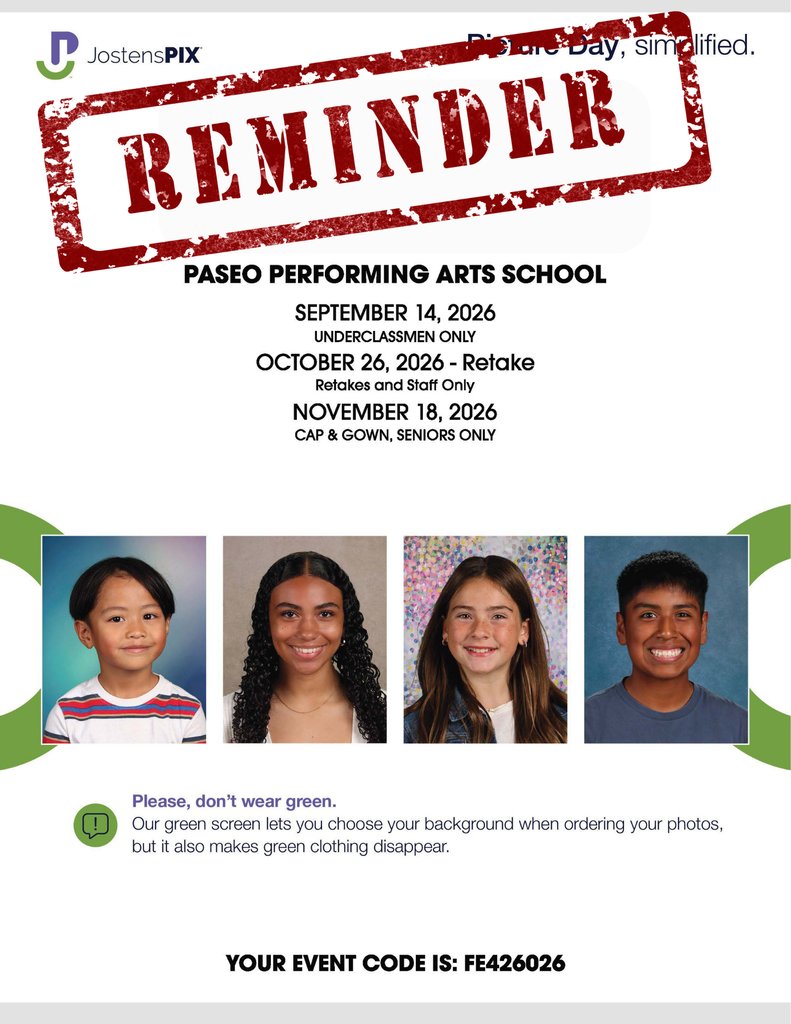 kcpspaseo's tweet photo. Picture day for underclassman is Monday, September 14, 2026.  Will your student be ready https://t.co/jcOvKJ701A