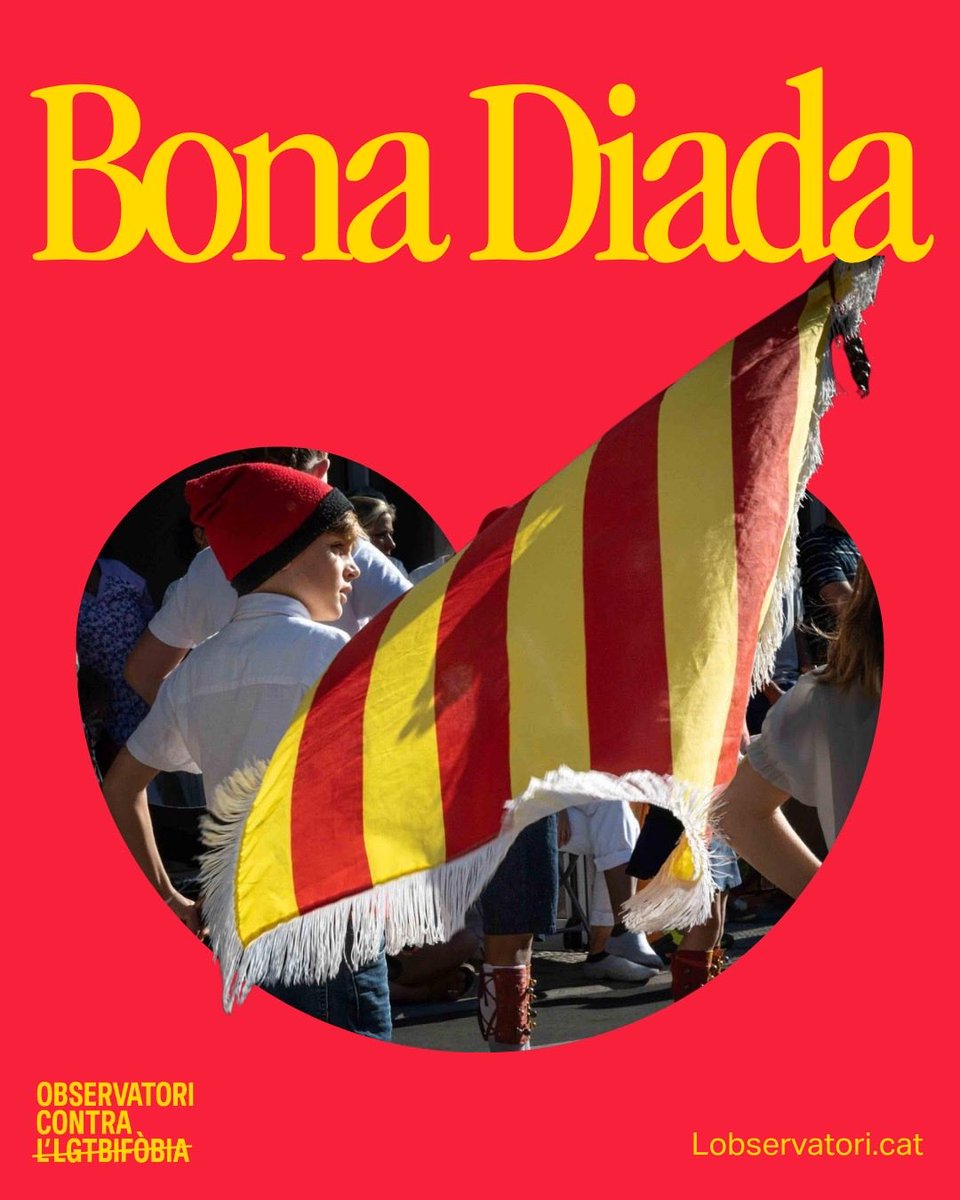 Observatori_cat's tweet photo. ❤️💛 11 de setembre: Bona Diada de Catalunya!

📜 Avui commemorem la caiguda de Barcelona el 1714 i celebrem Catalunya, la seva història, cultura i diversitat.

🏳️‍🌈🏳️‍⚧️ Una Catalunya plural, amb drets i llibertats, sense odi ni LGTBI-fòbia.

#11S #Diada #Catalunya #Orgull https://t.co/4OjIxGbu6v