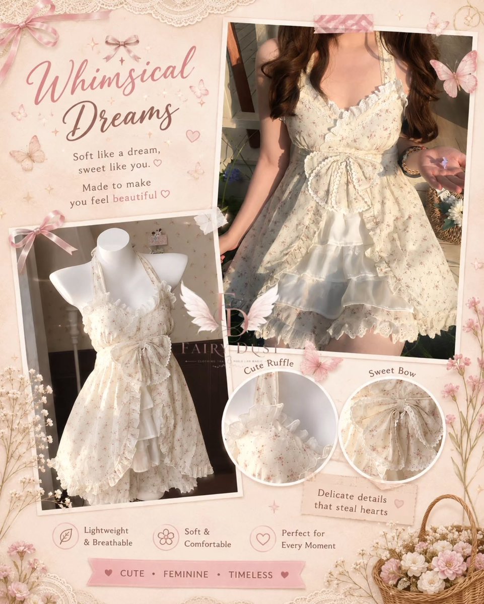 jacksonnego's tweet photo. Delicate florals, soft ruffles, and the sweetest bow-detail dress for a bubbly, feminine look. Review photos available. DM to order. https://t.co/kf6OqAnhzl