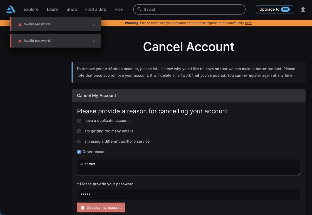JohnLewis147404's tweet photo. @ArtStationHQ How do I delete my account if I OAuth in https://t.co/dvEMyzD1v0