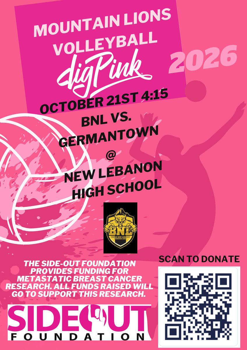 BerlinCSD's tweet photo. Get ready to help serve up hope! 🏐💗The BNL JV and Varsity Girls Volleyball program is thrilled to host its third annual Dig Pink fundraising event on October 21st, when they take on Germantown. Learn more here https://t.co/upa1MKZtFw https://t.co/duh1Ezf5jR