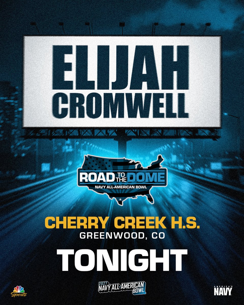 AABonNBC's tweet photo. 📍 @CreekFB 

Tonight, prior to kickoff we will welcome @ElijahCromwell_ &amp; @JacksonRoper_CO to the 2027 Navy All-American Bowl.

#NavyAAB 🇺🇸 @AmericasNavy https://t.co/EewVwVS1Nf