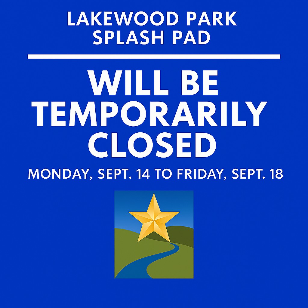CityofLeander's tweet photo. The Lakewood Park splash pad will be temporarily closed Monday 9/14/26 - Friday 9/18/26 for repairs. We expect to reopen the splash pad on Saturday 9/19/26, and it will remain open until the end of the season 10/31/26. https://t.co/G3BwcNEGPt