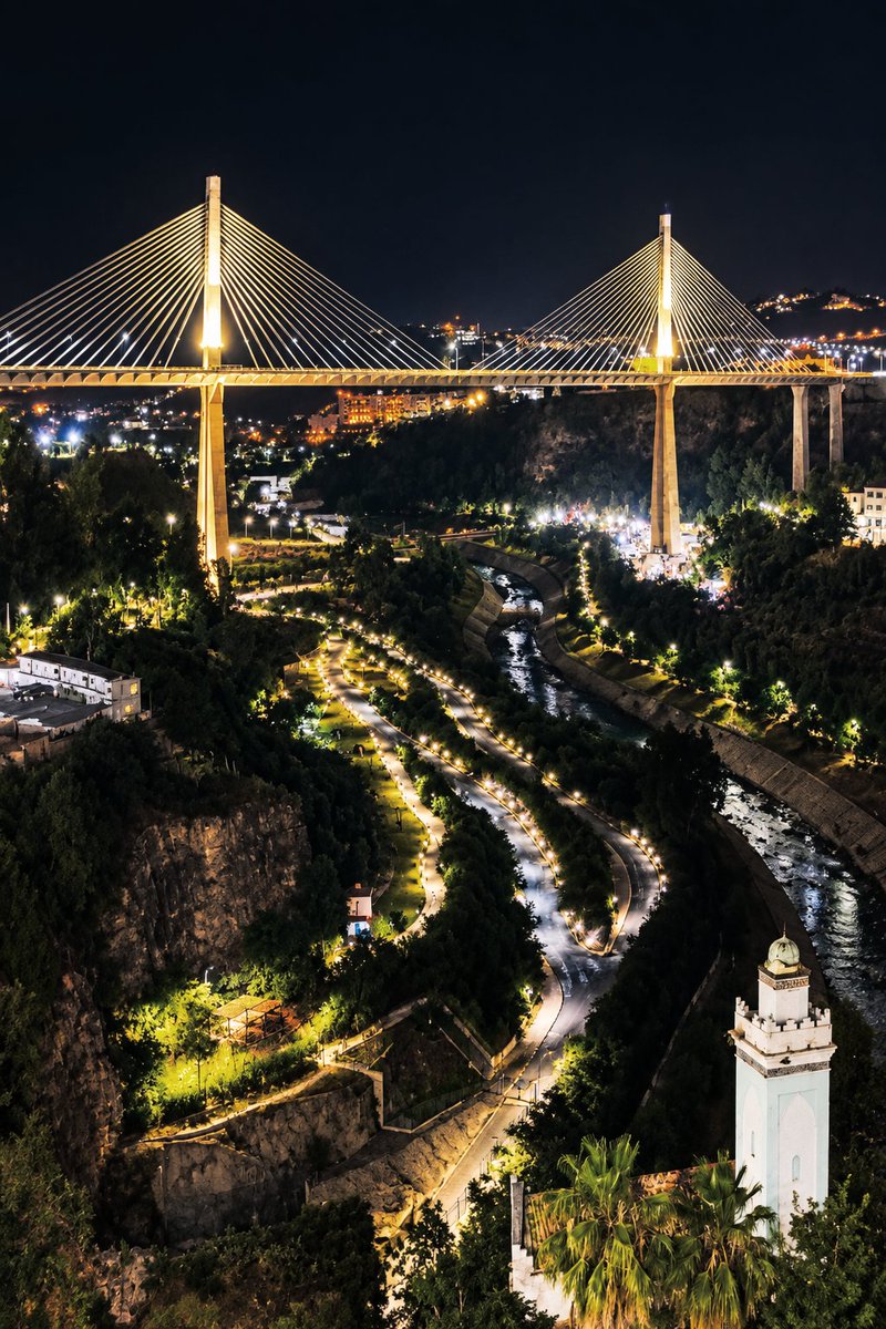 tourisme25's tweet photo. Constantine the city of suspended bridges by night 😍🥰 https://t.co/UfDSDB67ox