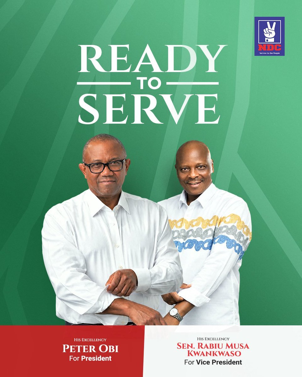 CharlesElDivine's tweet photo. We need leaders who will roll up their sleeves, get to work, and serve the Nigerian people with purpose.

Peter Obi and Sen. Rabiu Musa Kwankwaso are ready to work. They are ready to serve. They are ready to put Nigeria first.

Peter Obi da Sen. Rabiu Musa Kwankwaso. 🇳🇬 https://t.co/qKVI8VuDM0