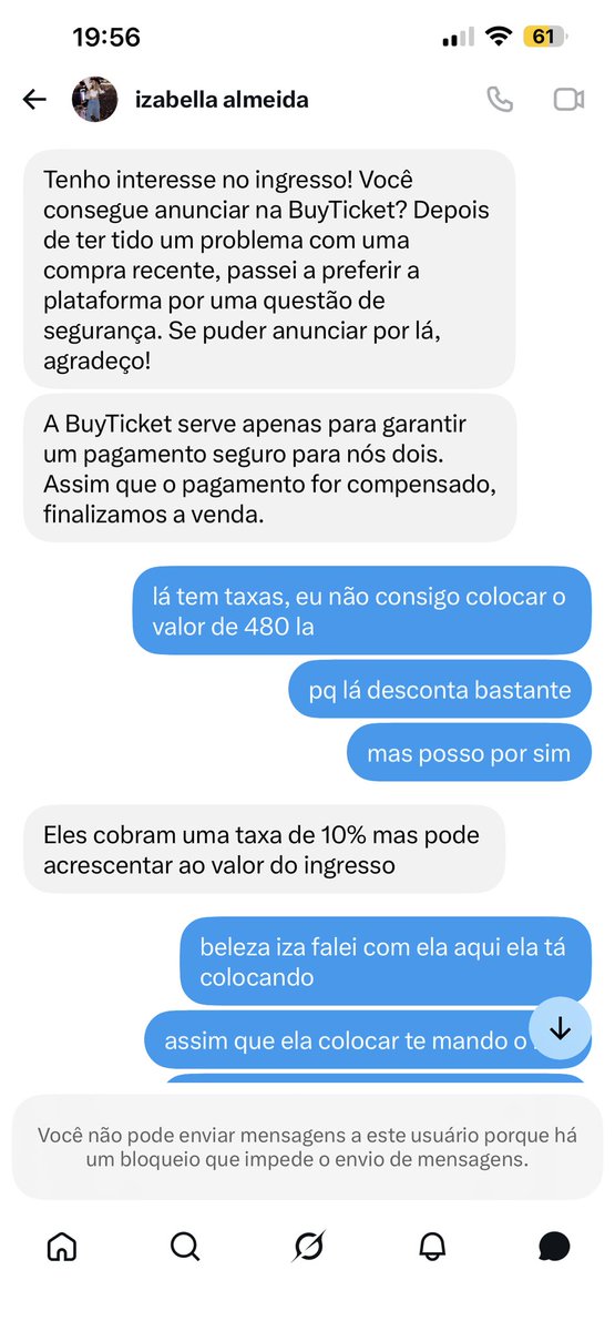 ndftwd's tweet photo. essa desgraçada GOLPISTA @izabellaalwo aqui queria comprar ingresso da demi, fez questão de ser pela buyticket pra tentar passar GOLPE em quem tá vendendo, tomem cuidado com essa piranha ela achou que eu não fosse me ligar que e golpe e me bloqueou, tomem cuidado 🚨 https://t.co/eIAJZMqBVz