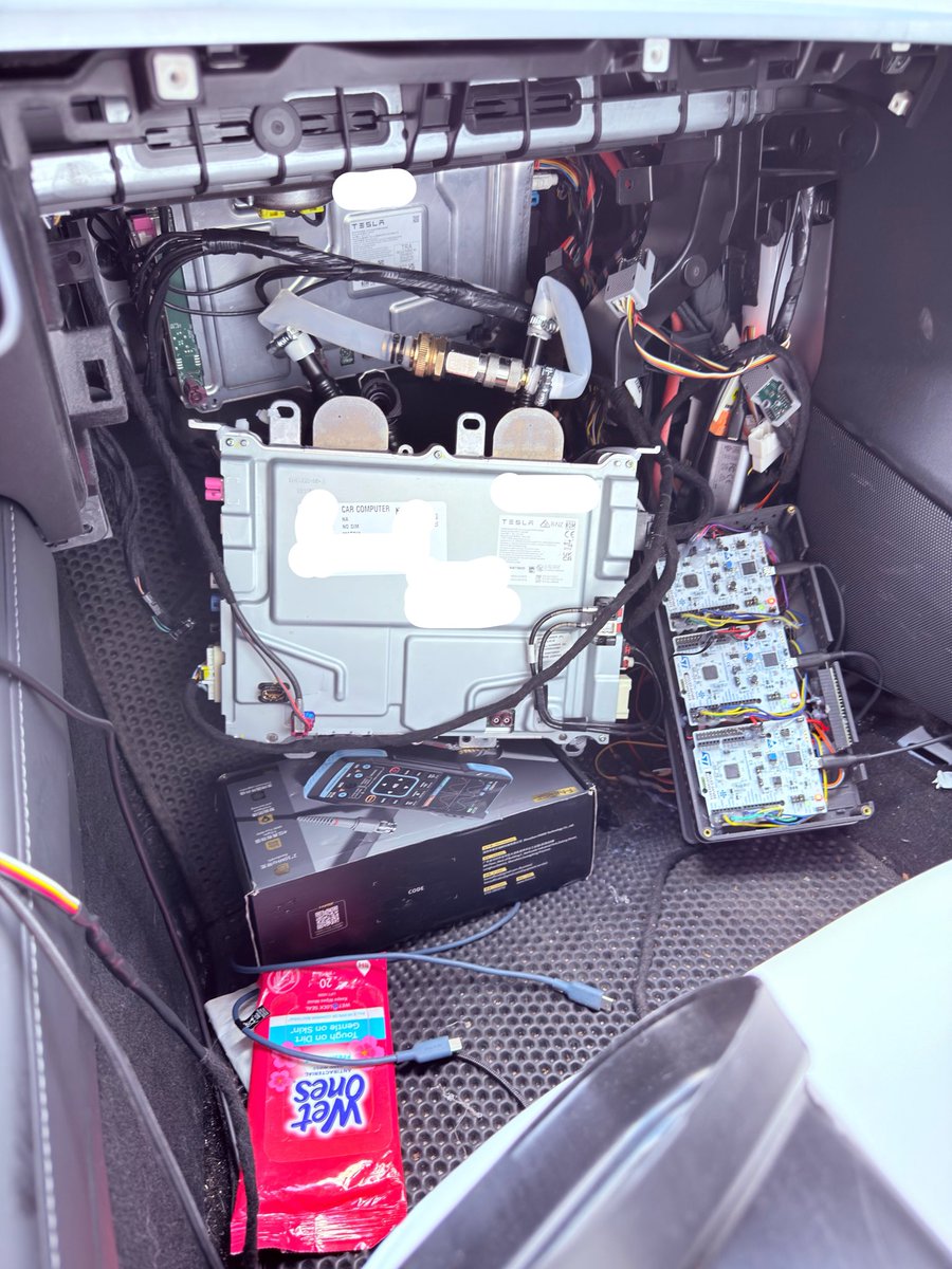 maciej's tweet photo. This is the world’s first and only* legacy Tesla Model 3 retrofitted with FSD Hardware 4. It also happens to be my car!

The story begins a few months ago, when – inspired by @mikegapinski’s efforts to launch FSD in Europe – I’ve started digging around my Tesla’s infotainment and related systems, their security, and reverse engineering of all the firmware artifacts I could get my hands on. At that point I still had no idea how deep into this rabbit hole I was eventually going to wander and how many hours of sleep it was going to take away from me. 

This was my first hands-on experience with FSD and, albeit still awfully impressive, v12 on HW3 was not the chauffeur experience I was hoping for. I knew Tesla wasn’t going to offer an official retrofit option, ever, and starving for a new adventure, I slowly started looking around Tesla’s official car schematics, comparing different variants of HW4 computers and mapping signals between HW3 and HW4 connectors. It quickly became clear that it was not going to be a weekend project. Not really enthusiastic about the odds, I shifted my focus onto other areas of the car—mainly the MCU itself, deep RE of both the hardware and the software, and learning as much about its internals as I only could.

Two months pass by, I’m leaving on vacation with my wife and kids. Destination: LA. Rental car: FSD-subscribed Tesla Model Y, Juniper. Of course. I knew it was going to impress me. I did not know it was going to blow my mind. And sure as hell I did not expect it to impress my wife too (which is not an easy task for anyone or anything, trust me on that).

During our wonderful two weeks there we’ve done about 2k miles in the Tesla. Out of those, I don’t think we’ve driven more than 30 miles ourselves, combined. All the rest, including a trip to Vegas and back through the Death Valley, was FSD v14—with not a single disengagement, even in rough conditions and poor visibility.

Back home, it became clear to me. I’m either buying a new car or retrofitting HW4 into my Model 3 so that I could experience real FSD at all times. If you’re reading this, you know which path I took. 

Want to learn more about the retrofit process and how it all came together, what issues I experienced along the way, and how I managed to make it (nearly) all work? Drop me a follow, I’ll be sharing much more details in the coming days and weeks. And, spoiler alert, that retrofit is just the beginning 😈 

* - that I’m aware of — but I don’t think anyone else in the world is mad enough to have tried that